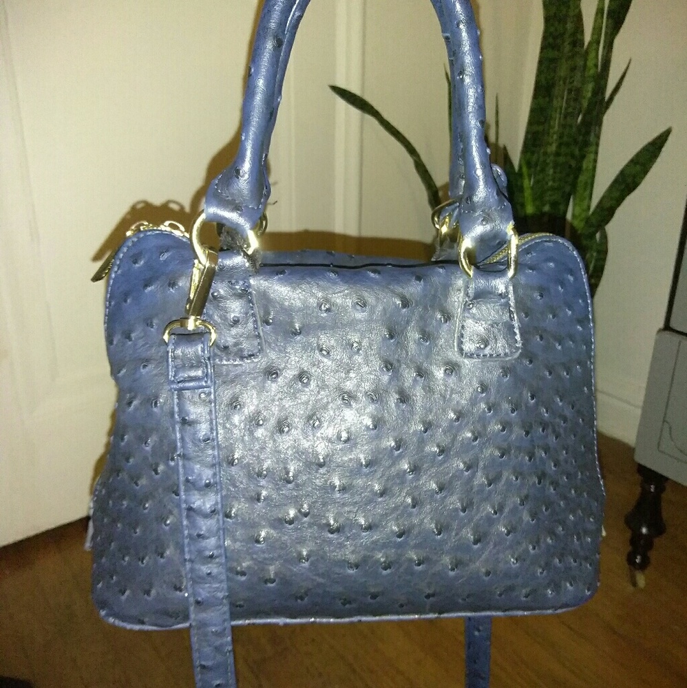 Navy blue ostrich skin purse